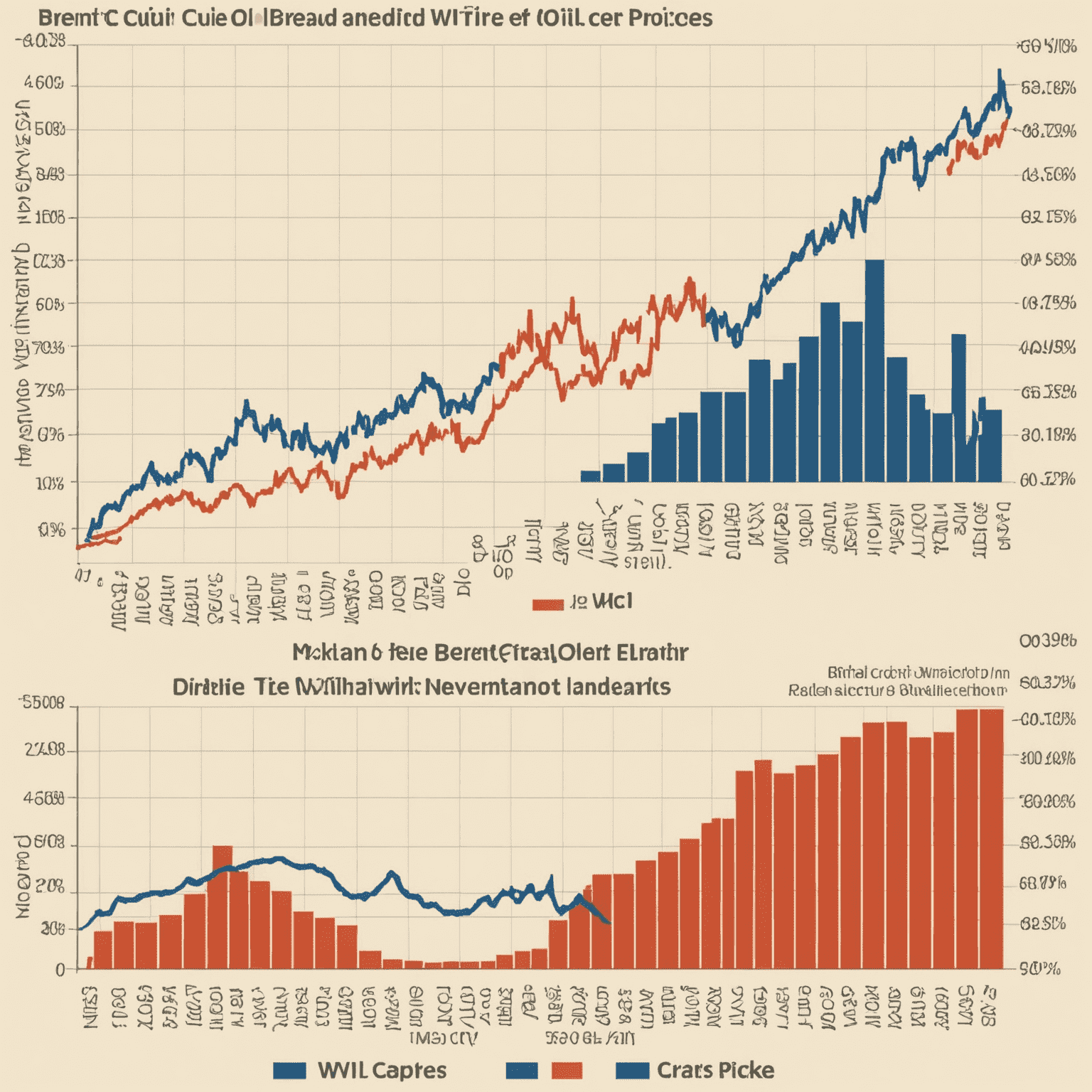 Comparison chart of Brent Crude and WTI oil prices over time