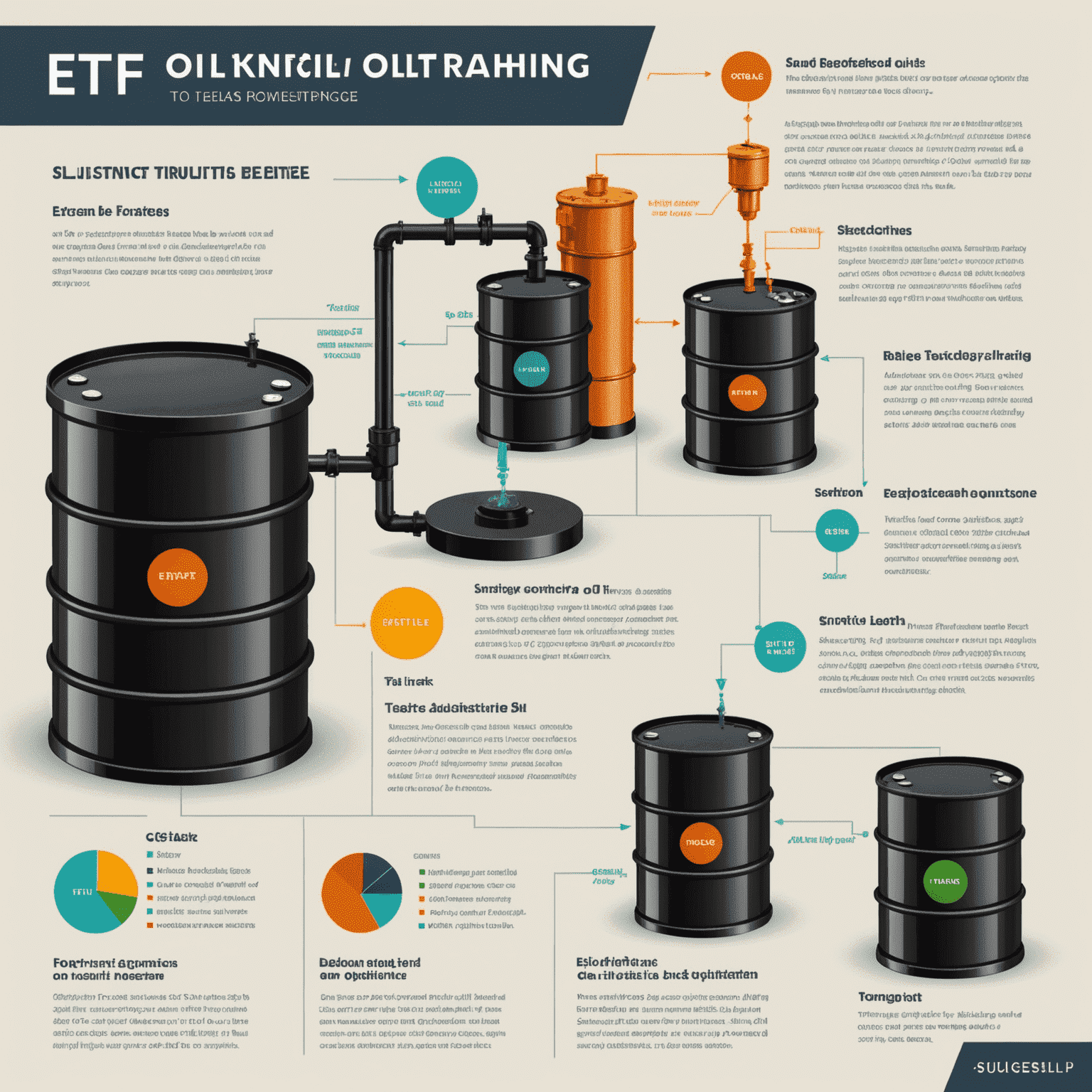 Infographic showing different oil trading strategies: ETFs, stocks, options, and automated systems