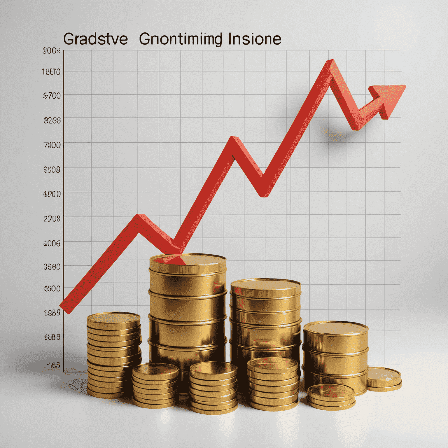 Graph showing gradual growth of passive income over time through consistent oil trading